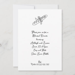 Handgezeichnetes Baguette & Bow Hochzeitsessen Pro Einladung