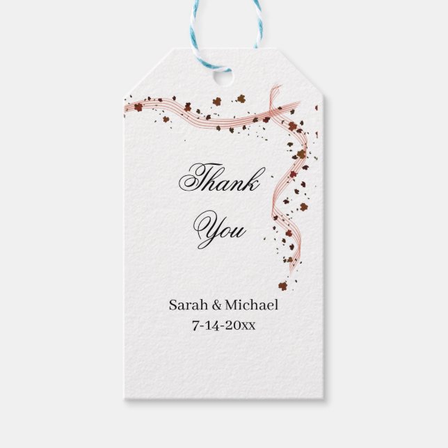 Handgezeichnetes Band und Blume Hochzeitskleber Geschenkanhänger (Vorderseite)