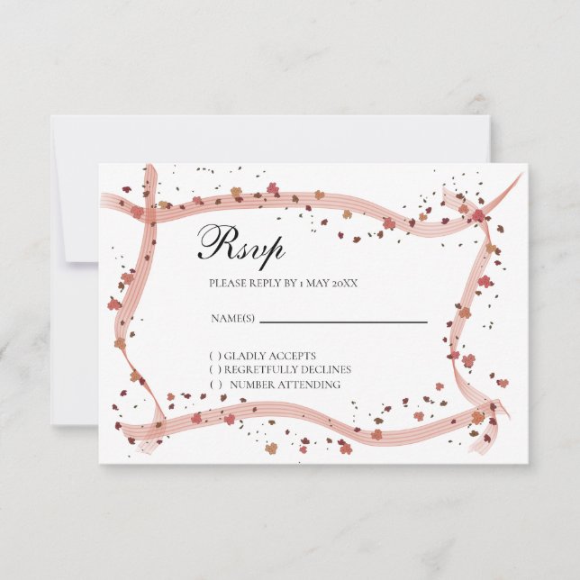 Handgezeichnetes Band und Blume RSVP-Karte RSVP Karte (Vorderseite)