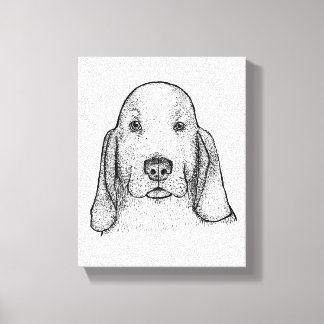 Handgezeichnetes Basset-Hound-Porträt auf Leinwand