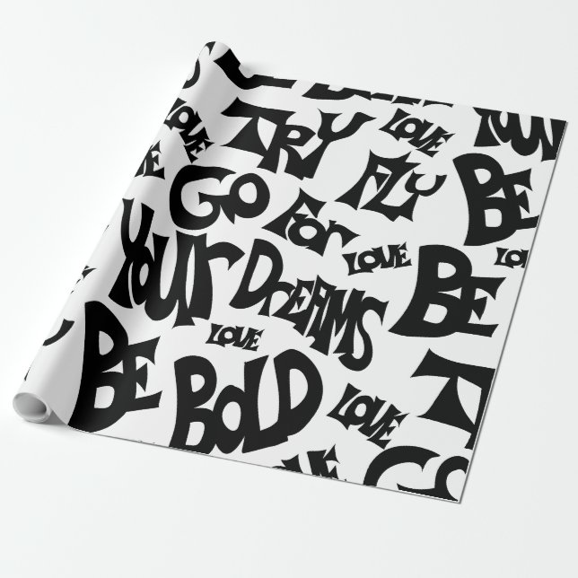 Handgezeichnetes "Be Brave Be Bold" Packpapier (Ungerollt)