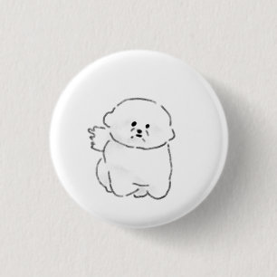 Handgezeichnetes Bichon Frise Welpe in Kohle Button
