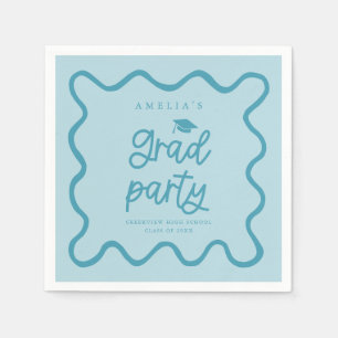 Handgezeichnetes blaues Party der Linie Wavy Serviette