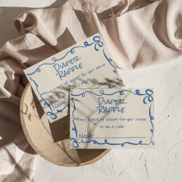 Handgezeichnetes Blue Bow Diaper Raffle Begleitkarte