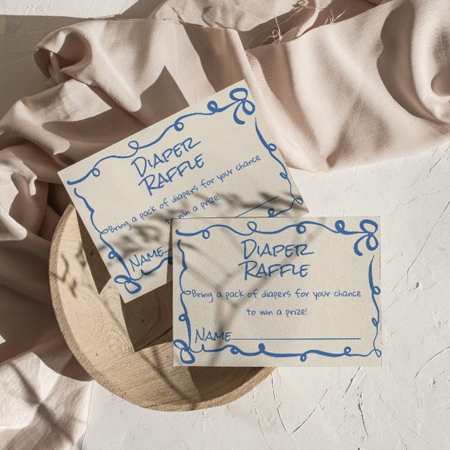 Handgezeichnetes Blue Bow Diaper Raffle Begleitkarte (Von Creator hochgeladen)