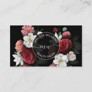 Handgezeichnetes Blumen-Logo Schwarz Visitenkarte