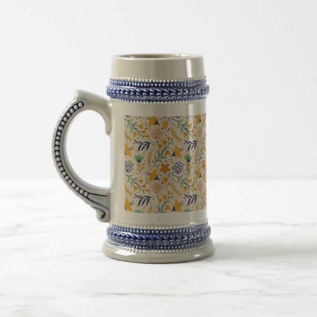 Handgezeichnetes Blumenmuster-23595 Bierglas (Links)