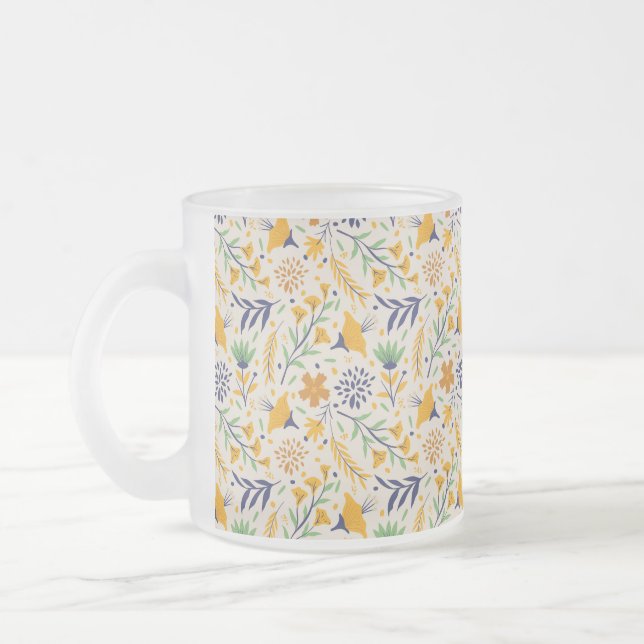 Handgezeichnetes Blumenmuster-23595 Mattglastasse (Links)