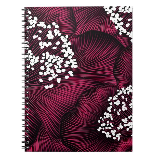 Handgezeichnetes Blumenmuster mit Kamelie-Blume Notizblock (Vorderseite)