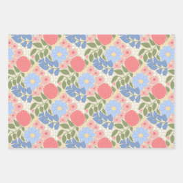 Handgezeichnetes Blumenverpackungspapier  Geschenkpapier Set