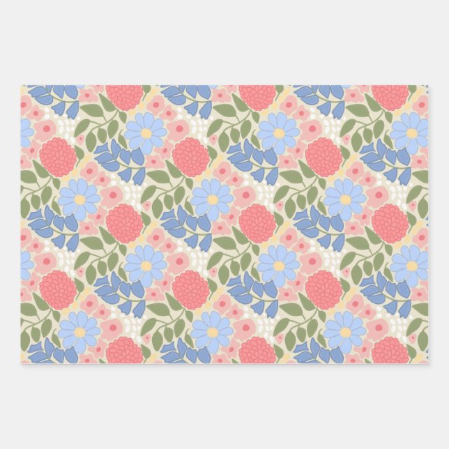 Handgezeichnetes Blumenverpackungspapier  Geschenkpapier Set (Vorderseite)