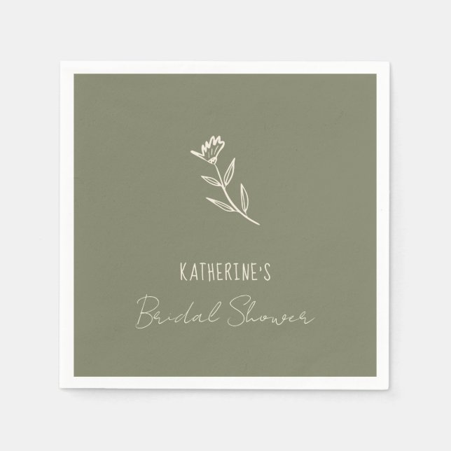 Handgezeichnetes botanisches Brautparty Serviette (Vorderseite)