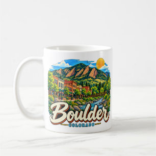 Handgezeichnetes Boulder Colorado Reise Kunst Wahr Kaffeetasse