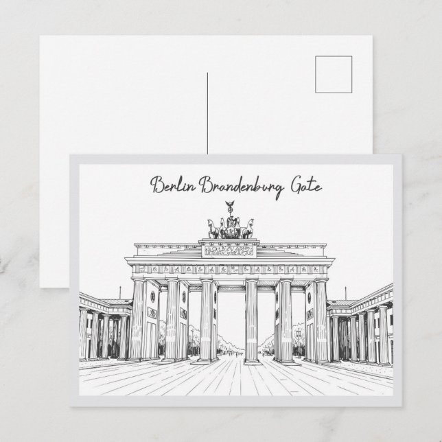Handgezeichnetes Brandenburger Tor Berlin Deutschl Postkarte (Vorne/Hinten)