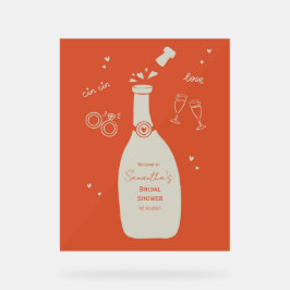 Handgezeichnetes Champagner-Junggesellinnen-Abschi Acrylschild