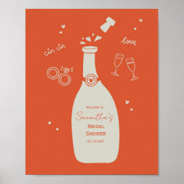 Handgezeichnetes Champagner-Junggesellinnen-Abschi Poster