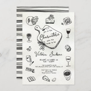 Handgezeichnetes Charcuterie-Brautparty Einladung