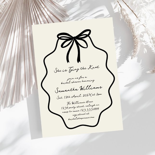 Handgezeichnetes Coquette Bow-Brautparty Einladung (Von Creator hochgeladen)