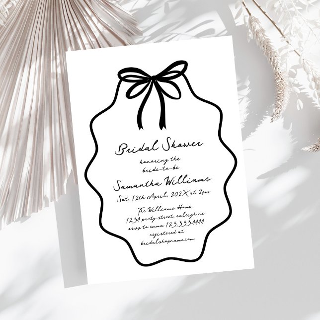 Handgezeichnetes Coquette Bow-Brautparty Einladung (Von Creator hochgeladen)
