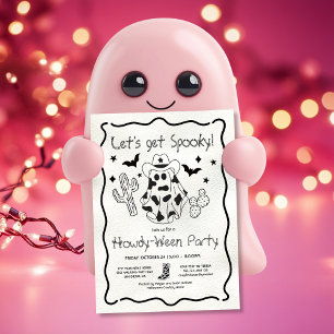 Handgezeichnetes Cowgirl Howdy-ween-Party Einladung