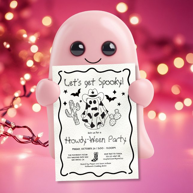 Handgezeichnetes Cowgirl Howdy-ween-Party Einladung (Von Creator hochgeladen)