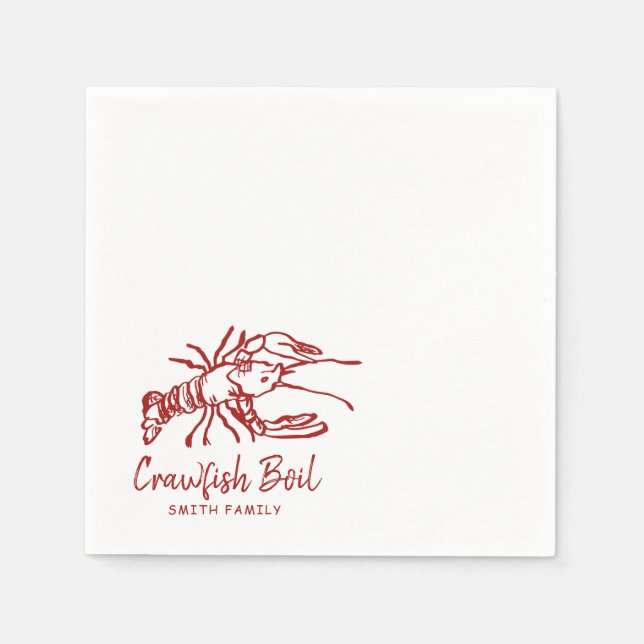 Handgezeichnetes Crawfish-Party Serviette (Vorderseite)