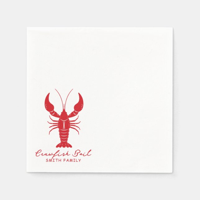 Handgezeichnetes Crawfish-Party Serviette (Vorderseite)