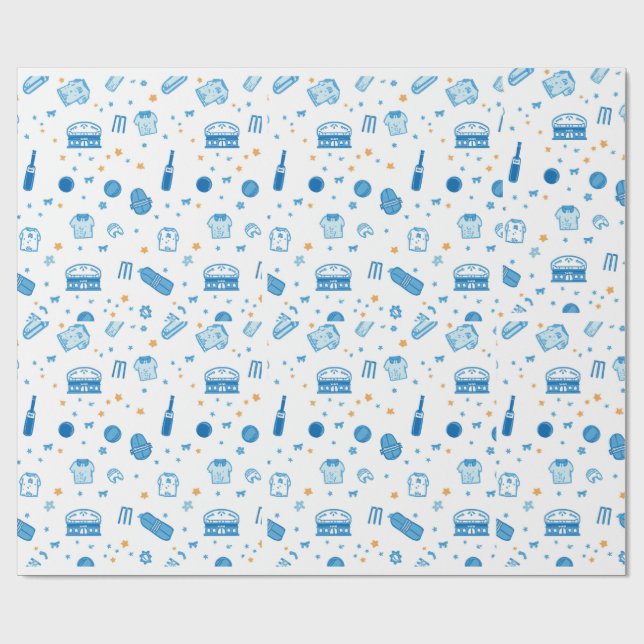 Handgezeichnetes Cricket-Doodle-Nahtloses Muster S Geschenkpapier (Flach)