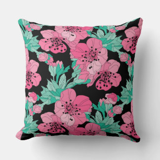 Handgezeichnetes Dekorationsmuster Cherry Blossom Kissen