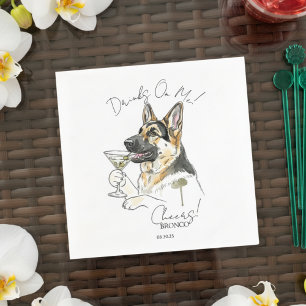 Handgezeichnetes deutsches Shepherd Martini Open B Serviette