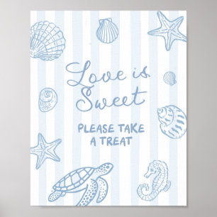 Handgezeichnetes Doodle Blau Love is Sweet Party-S Poster