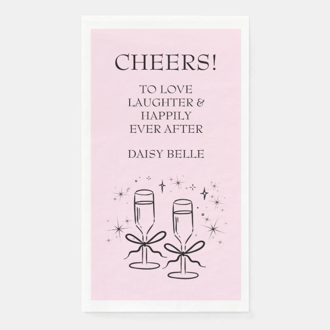Handgezeichnetes Doodle-Brautparty Rosa Serviette (Vorderseite)