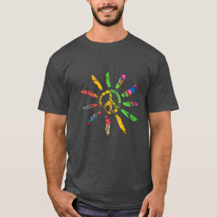 Handgezeichnetes ethnisches Friedenszeichen Hippie T-Shirt