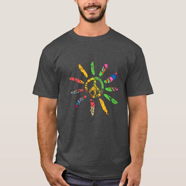 Handgezeichnetes ethnisches Friedenszeichen Hippie T-Shirt (Vorderseite)