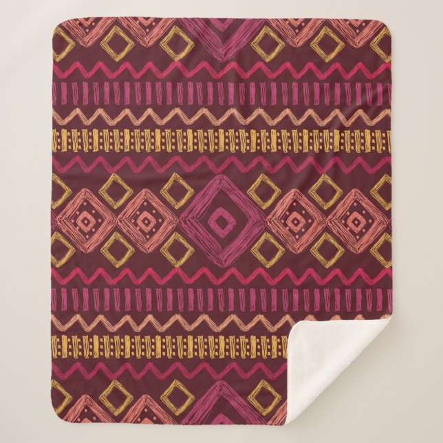 Handgezeichnetes ethnisches Muster: abstrakt nahtl Sherpadecke (Vorderseite)