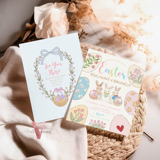 Handgezeichnetes, farbenfroh gepflegtes Ostereier  Einladung (Von Creator hochgeladen)