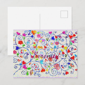 Handgezeichnetes farbenfrohes florales Wirbelmuste Postkarte