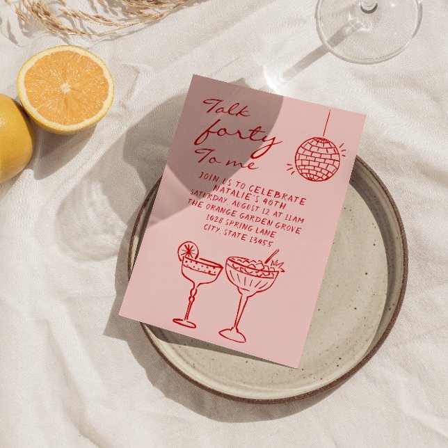 Handgezeichnetes farbiges Drehbuch 40. Abendessen  Einladung (Von Creator hochgeladen)