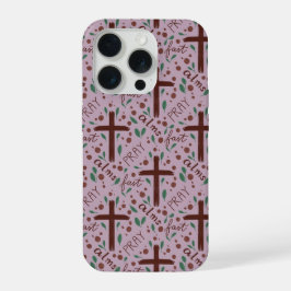Handgezeichnetes Fastenzeit-Kreuz und Rosen iPhone 15 Pro Hülle