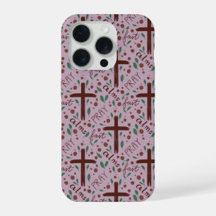Handgezeichnetes Fastenzeit-Kreuz und Rosen iPhone 15 Pro Hülle