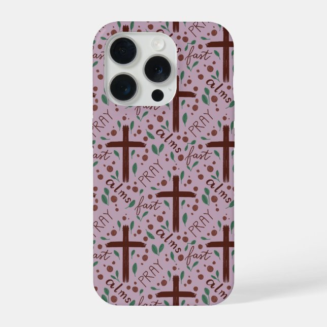 Handgezeichnetes Fastenzeit-Kreuz und Rosen iPhone Hülle (Rückseite)