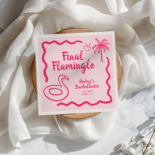Handgezeichnetes Flamingle Bachelorette Serviette