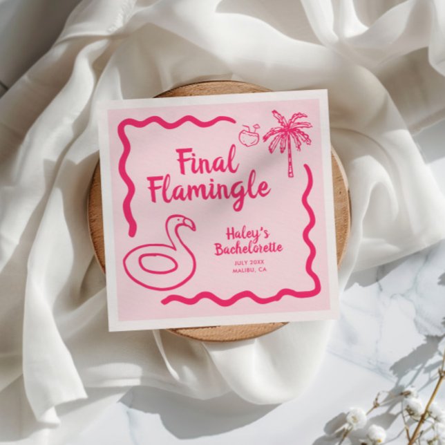 Handgezeichnetes Flamingle Bachelorette Serviette (Von Creator hochgeladen)