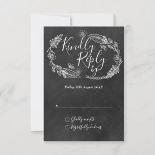 Handgezeichnetes florales Girlanden-Script-Schrift RSVP Karte