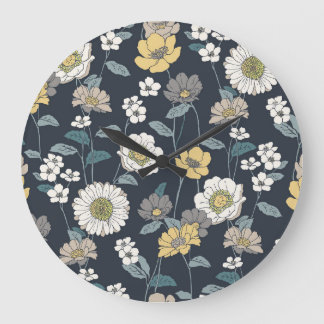 Handgezeichnetes florales, nahtloses künstlerische große wanduhr