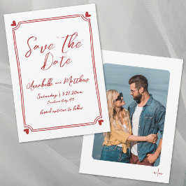 Handgezeichnetes Foto Whimsical Simple Red Wedding Save The Date