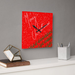 Handgezeichnetes Frohe Weihnachten Quadratische Wanduhr