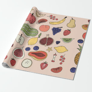Handgezeichnetes Fruchtmuster Geschenkpapier