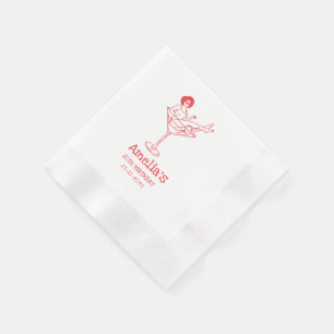 Handgezeichnetes funky Cocktail Mädchen Geburtstag Serviette