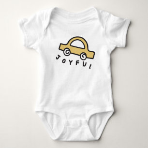 Handgezeichnetes Gelbes Auto Baby Strampler